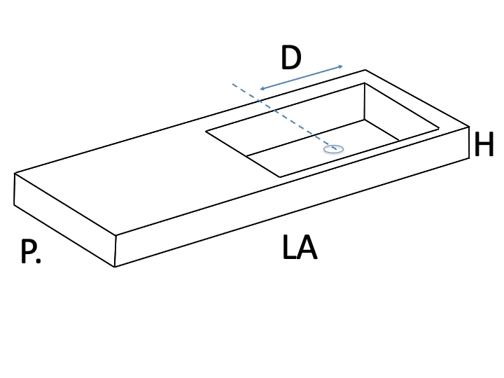 Plan vasque Design, fabrication sur mesure, Largeur 60 à 20 cm x Profondeur 40 à 60 cm, résine minérale ACRYSTONE® SOLID-SURFACE Finition lisse blanc mate, Livraison Offerte et Rapide.